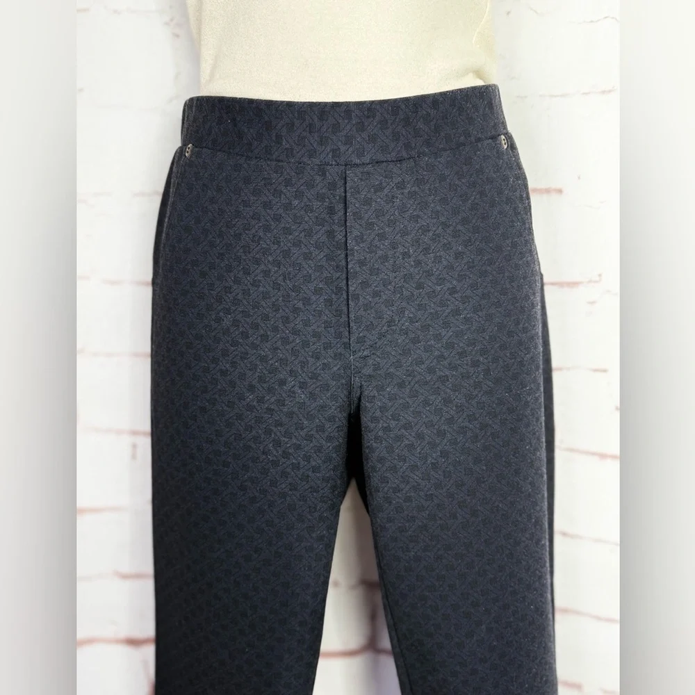 INSIGHT 26.5 Inch Waist Black Jacquard Print Pull On Slim Fit Size 4 Pants - Picture 2 of 13